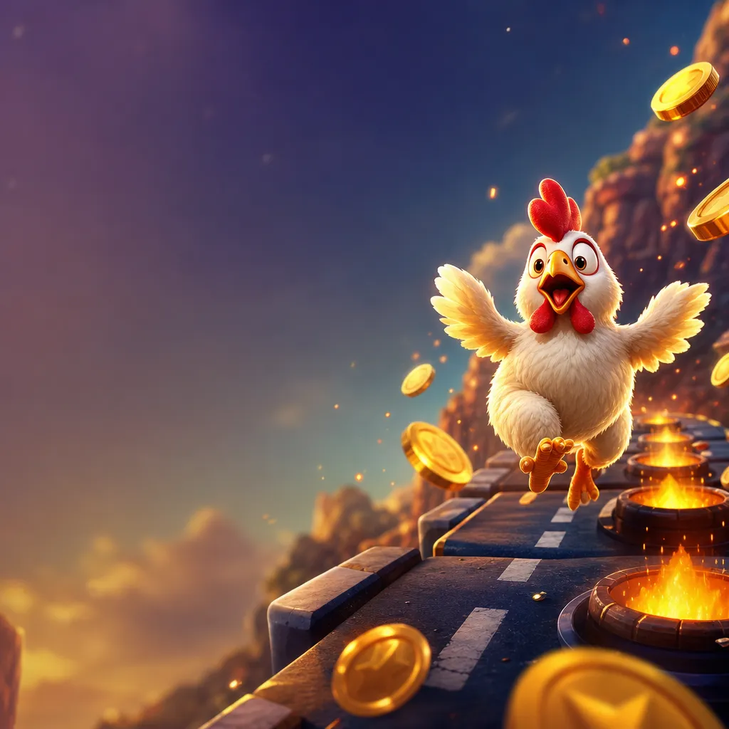 Illustration of Chicken Road slot featuring playful chickens crossing a road with dynamic slot elements.